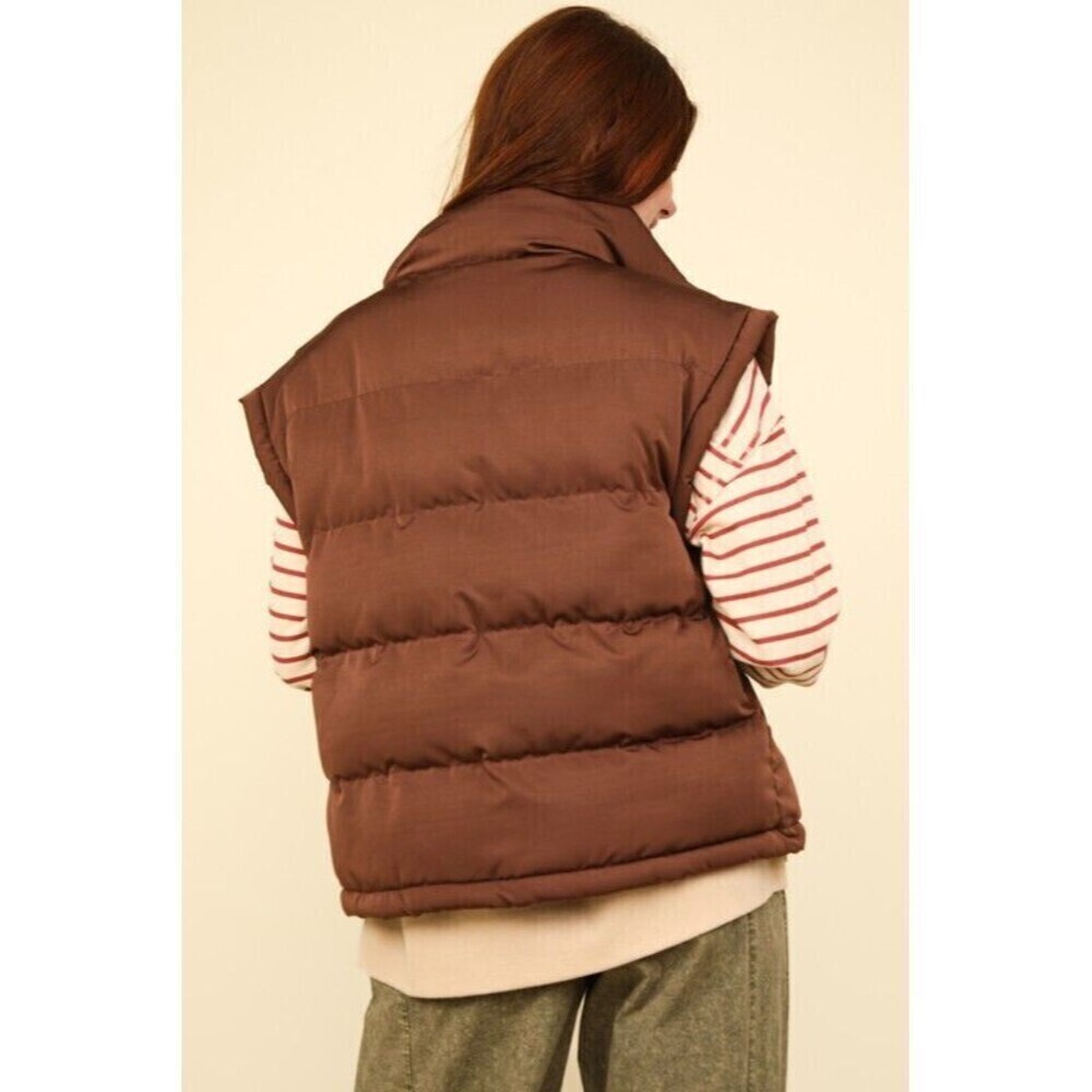 High Neck Casual Comfy Puffer Vest - Picture 4 of 4